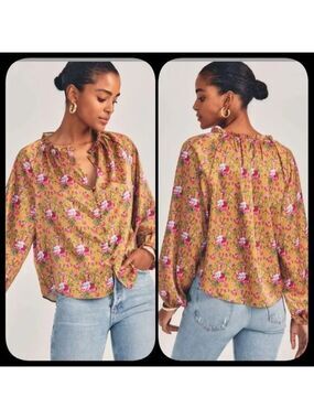 Love Shack Fancy - Manchester Blouse in Ruby Goldmine